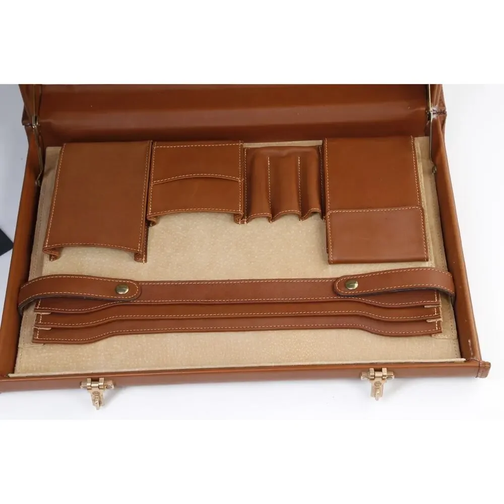 Vintage Coach Briefcase British Tan Leather Hardside Attache Presto Combination